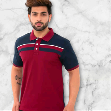 Picture of Mens maroon pure cotton half sleeves polo t shirt #24